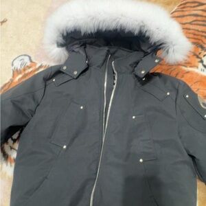 Stylish Black Parka with Fur Hood
